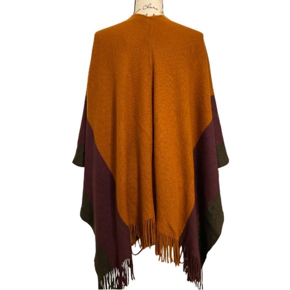 OSFM Multi Fall Color Wrap Sweater With Pockets One Size - Picture 2 of 8